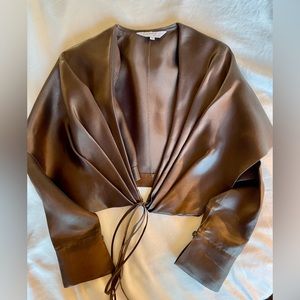 Women’s brown silk shrug with ties